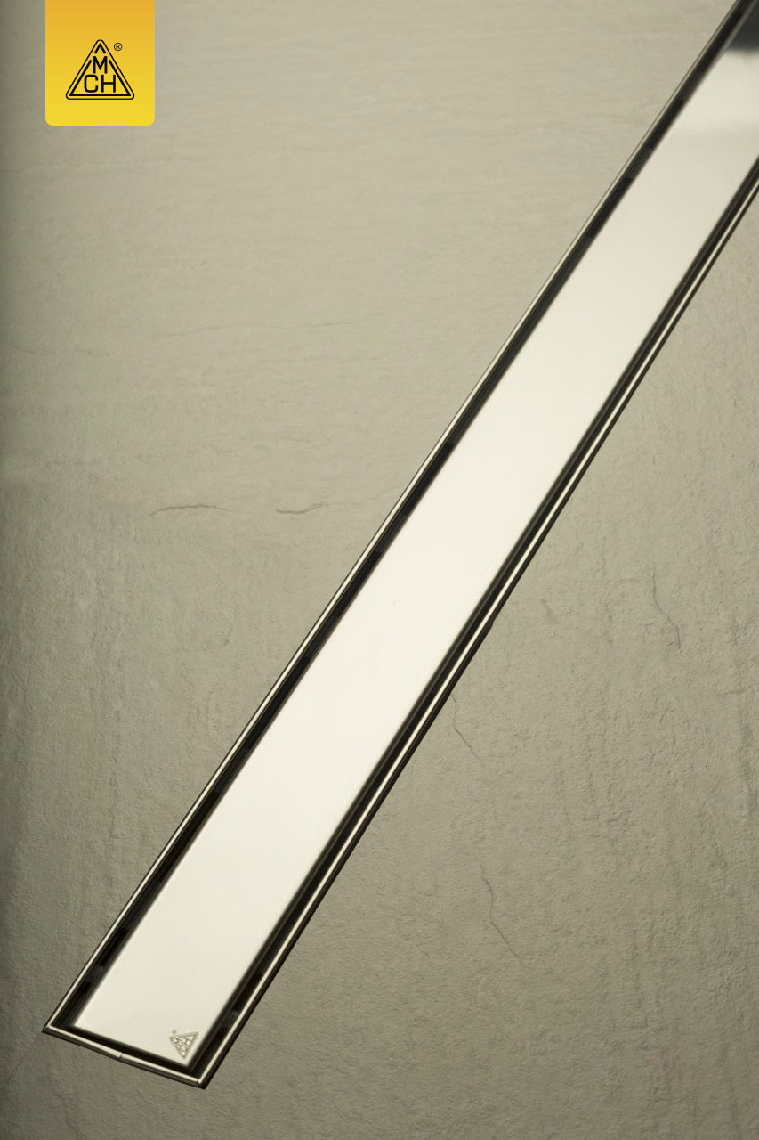 Душовий канал МСН з пластиковою кромкою і гратами Класік під плитку 350 мм