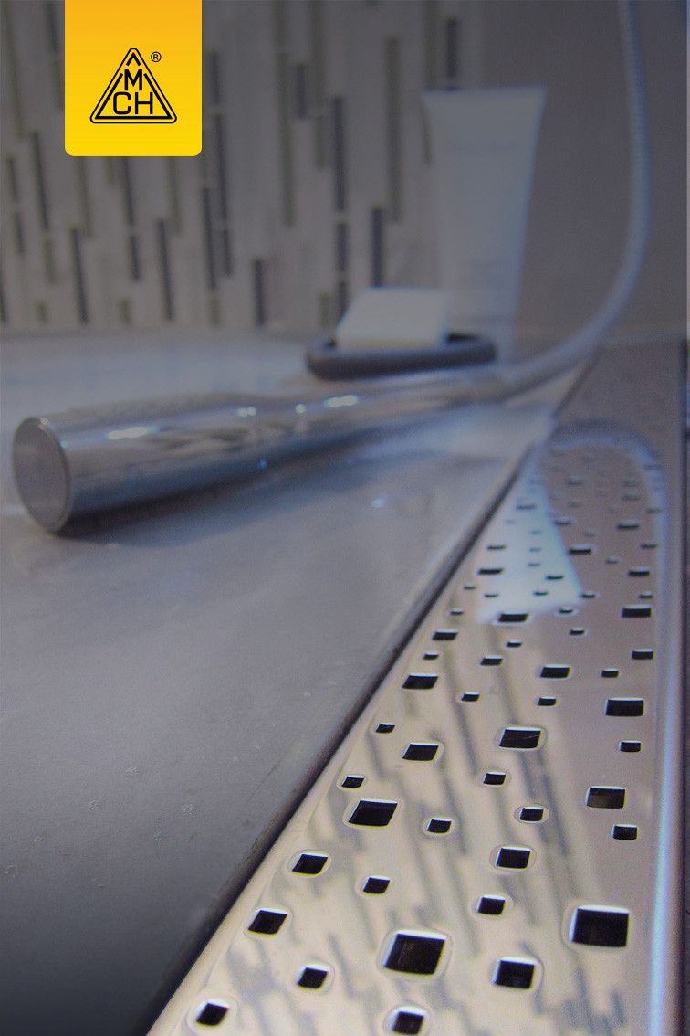 Душовий канал МСН з пластиковою кромкою і гратами Квадрати 850 мм