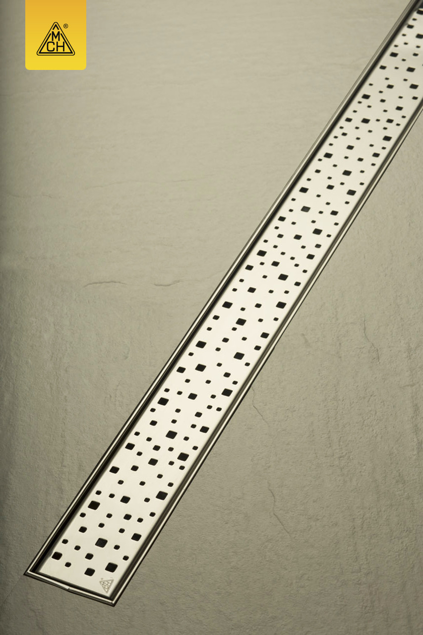 Душовий канал МСН з нержавіючої кромкою і решіткою Квадрати 750 мм