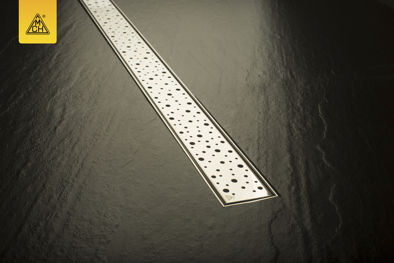 Душовий канал МСН з нержавіючої кромкою і решіткою Краплі 850 мм