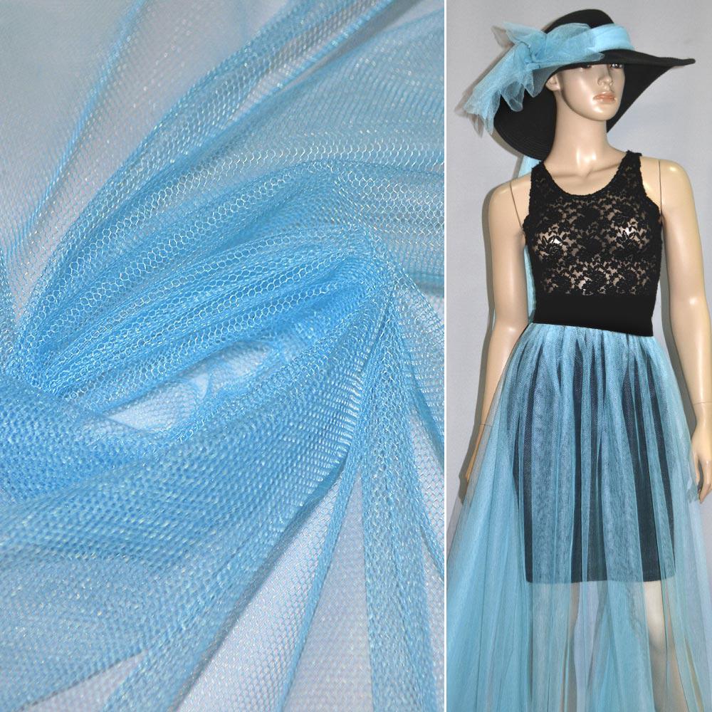 Сітка м'яка тонка бірюзова світла ш.160