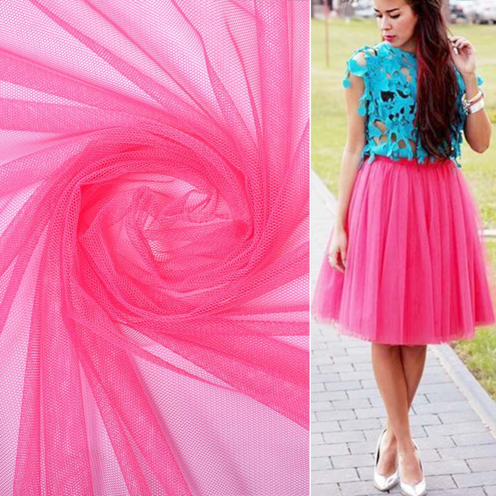 Сітка м'яка тонка рожева насичена, ш.165