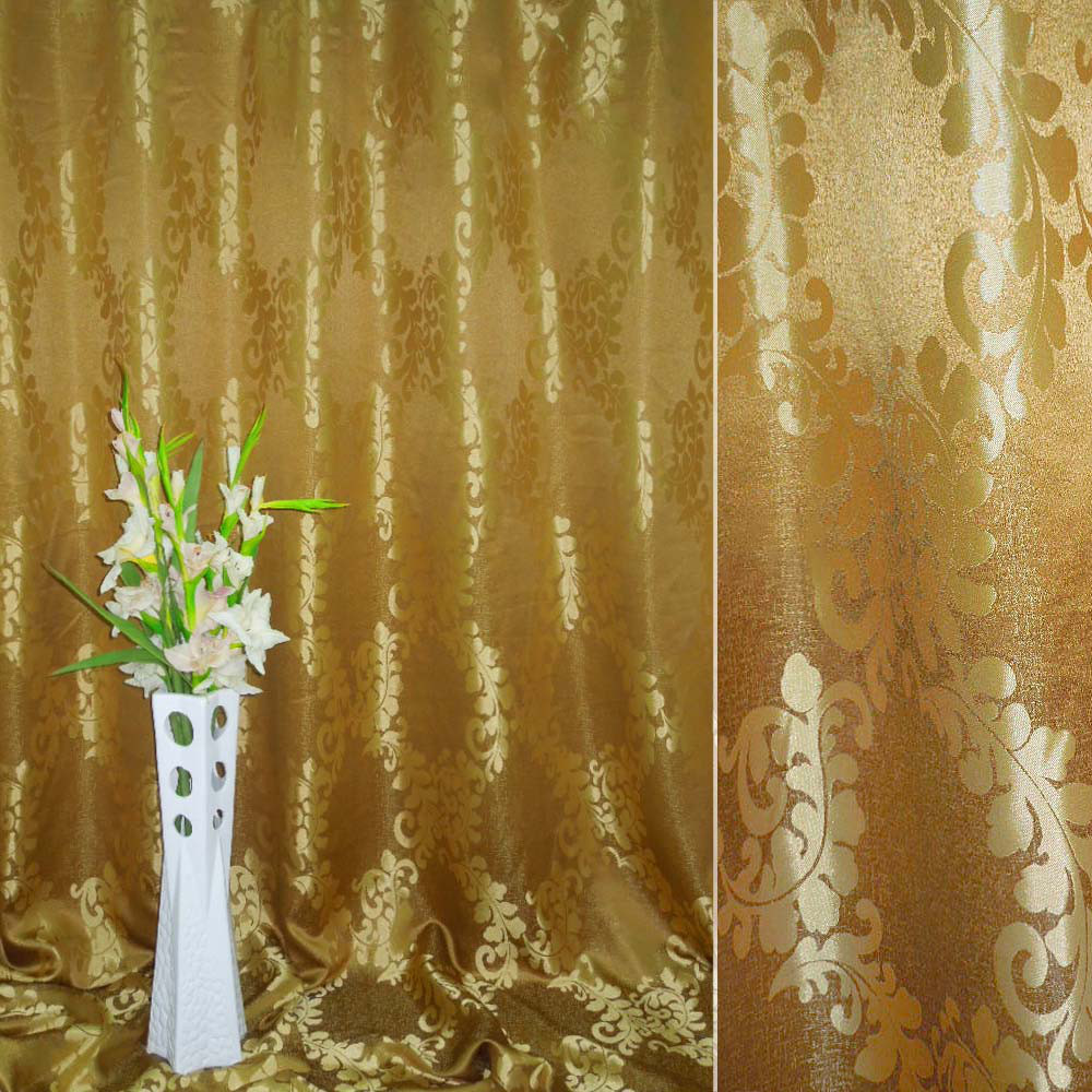 Атлас жакард 2-х-стор. для штор акант ромбом гірчично-золотистий, ш.280