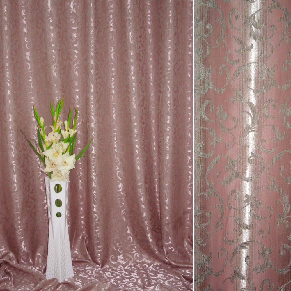 Атлас жакард 2-х-стор. для штор вензель листя фрезовий, ш.280