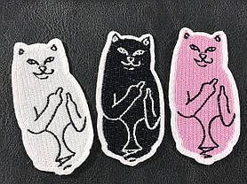 Нашивка Котик fack/RipnDip білий 35x70 мм, фото 3