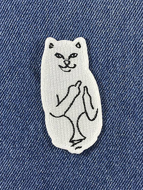 Нашивка Котик fack/RipnDip білий 35x70 мм, фото 2