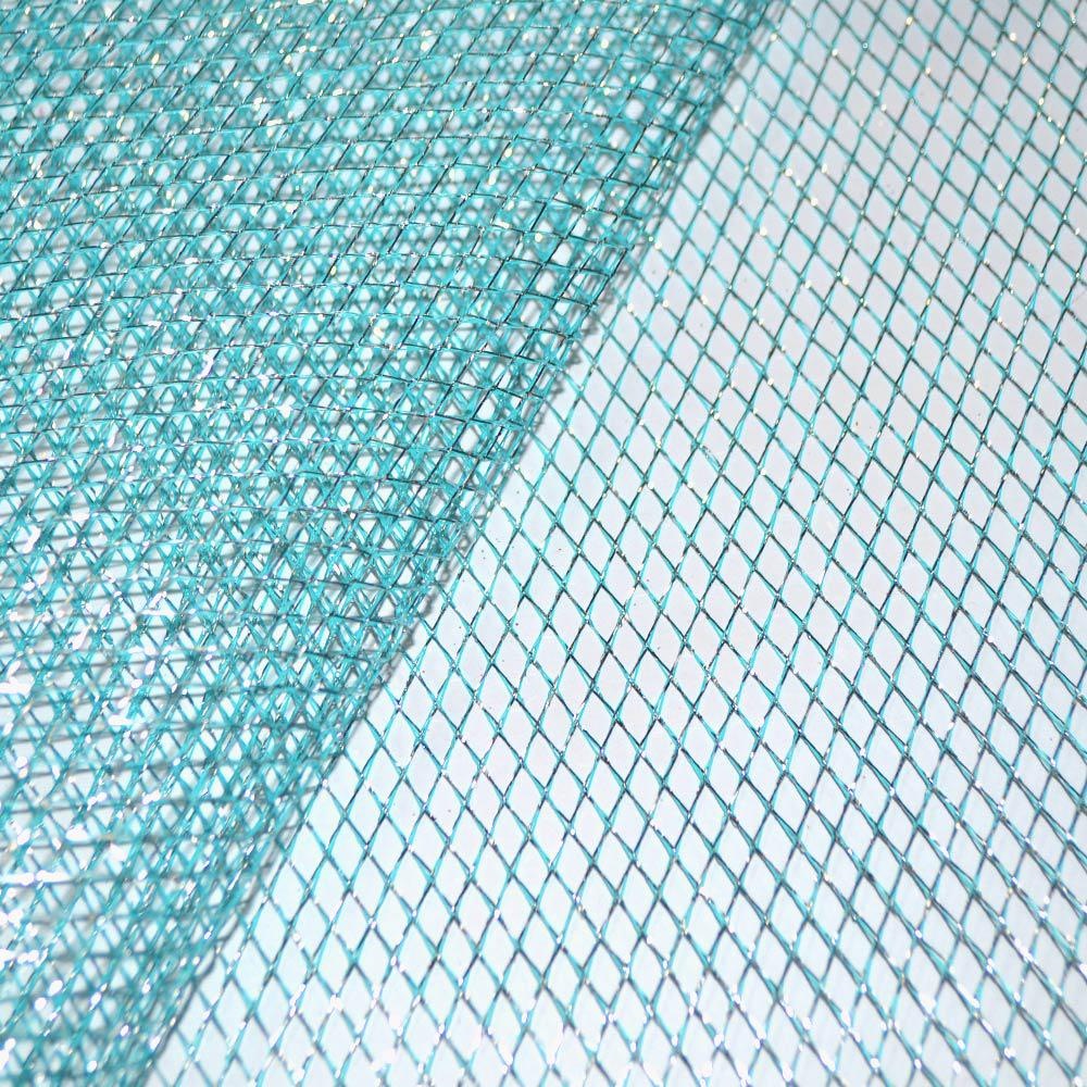 Сітка блакитна з срібним люрексом (жорстка, велика) ш.160