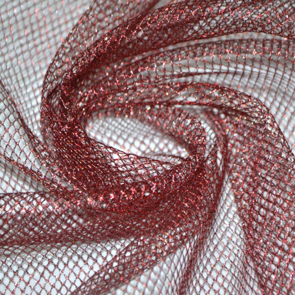 Сітка з люрексом темно-червона з середніми осередками ш.150