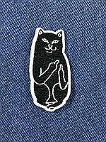 Нашивка Котик fack / RipnDip черный 35x70 мм