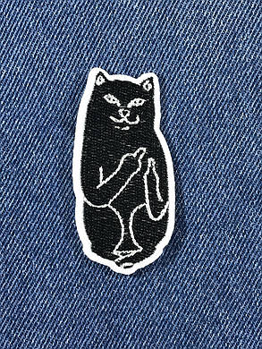Нашивка Котик fack/RipnDip чорний 35x70 мм, фото 1