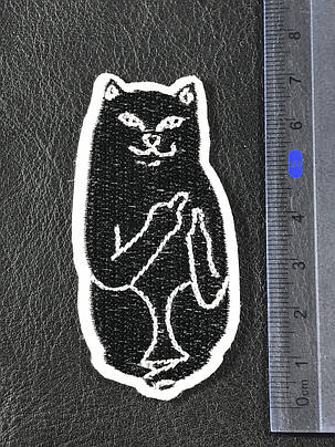 Нашивка Котик fack/RipnDip чорний 35x70 мм, фото 3