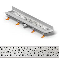 Душовий канал МСН з нержавіючої кромкою і вертикальним фланцем Квадрати 450 мм