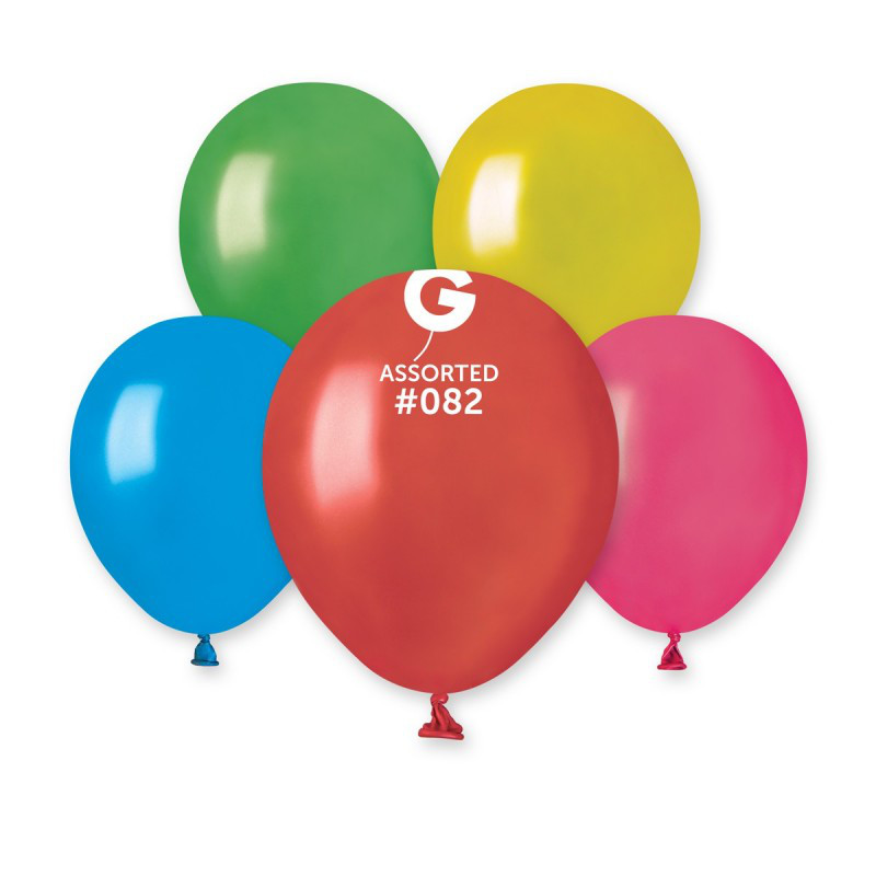 Повітряні латексні кулі АМ50 5"(13 см) Металік Асорті В упак:100 шт.