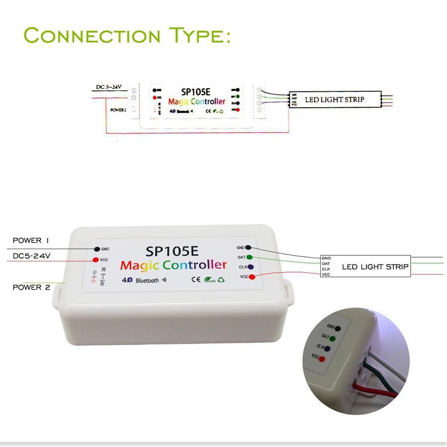 Контроллер с Bluetooth управлением SP105E для SMART лент и модулей (RGB, WS2801, WS2811, WS2812, WS2813) - фото 3 - id-p714055422