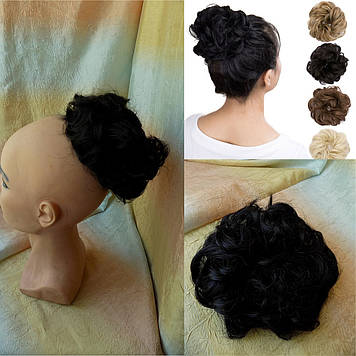 Гумка шиньйон з канекалона чорна кава 0215V-2