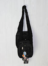 Зручна чорна сумка чоловіча через плече трьох розмірів