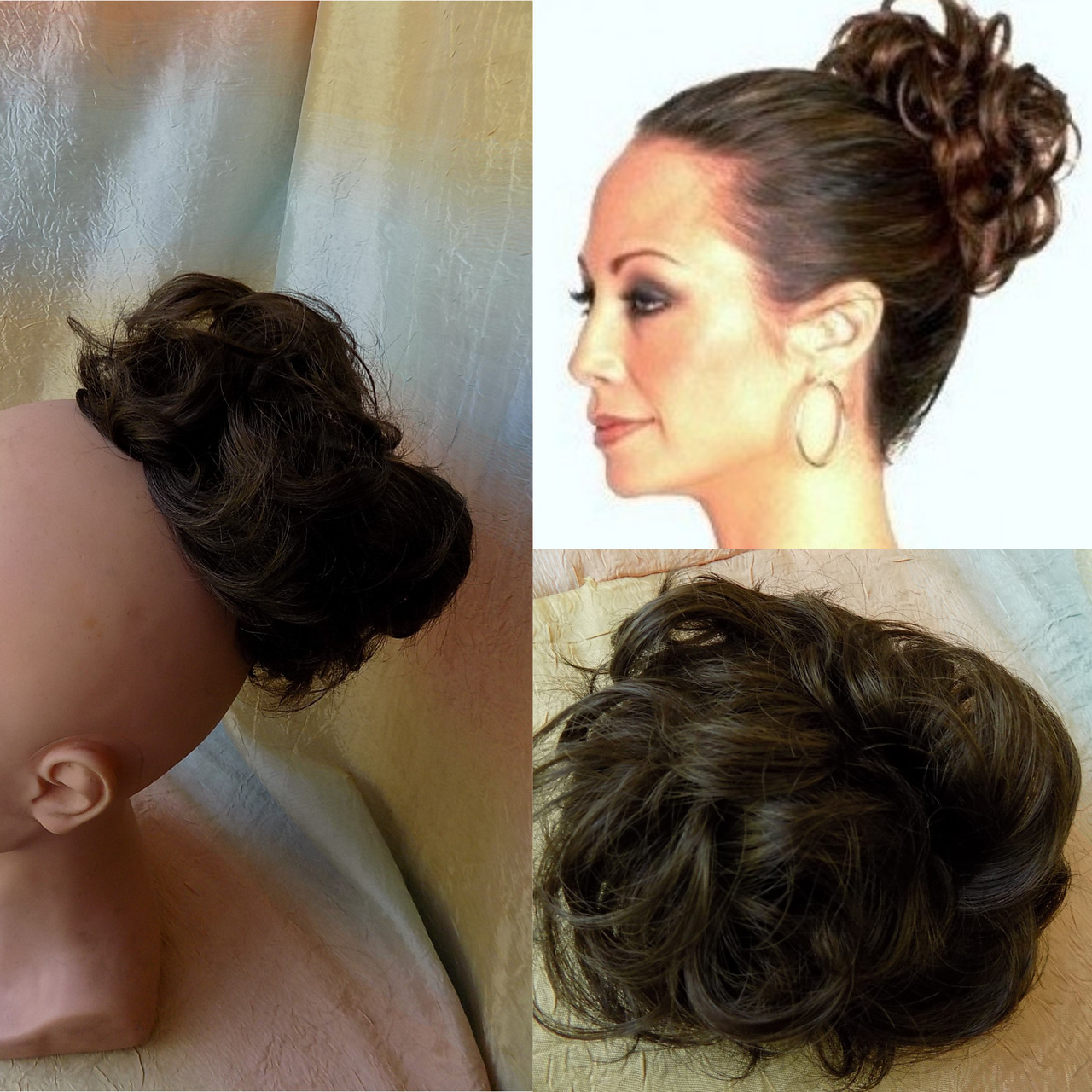 Гумка шиньон з канекалона темно-русявий 0215V-8, фото 1