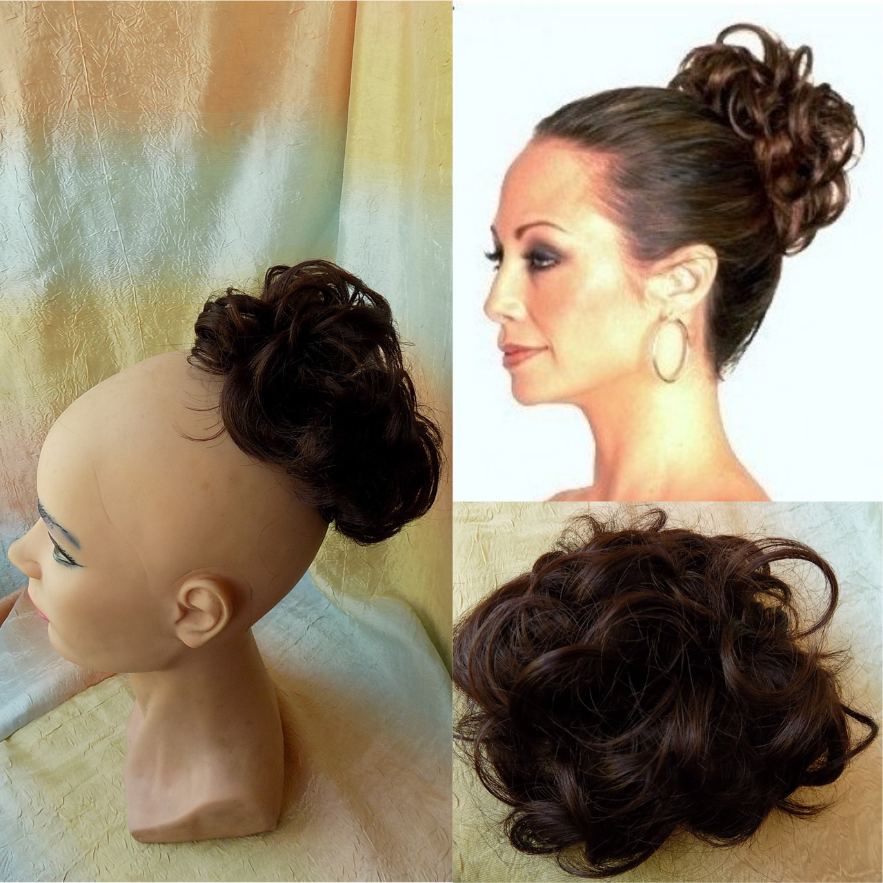 Гумка шиньон з канекалона каштановый 0215V-33, фото 1