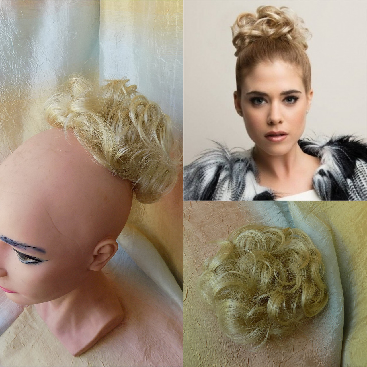 Гумка шиньон з канекалона блонд 0215V-613, фото 1