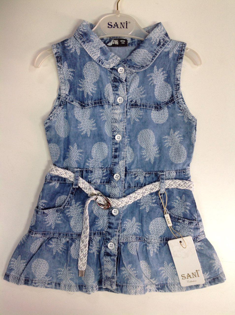  дитячий джинсовий сарафан з ананасами для дівчинки, фото 1