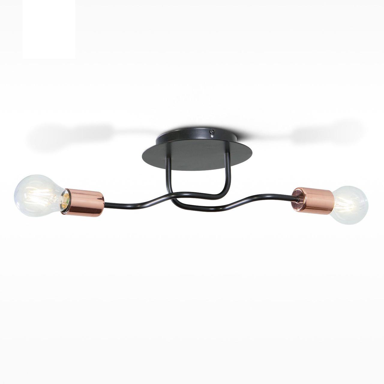 Люстра чорна металева без скла у стилі лофт у спальню, кухню, передпокій, кабінет, фото 1