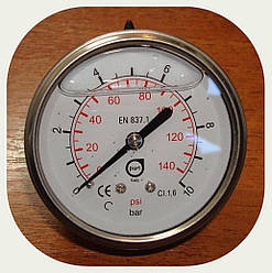 Манометр гліцериновий (торцевий) DN 100, G1/2" 0-10Bar (0-1MPa) "Bart"