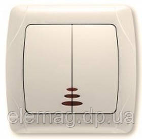 Вимикач 2-клавішний з підсвіткою крем VIKO Carmen