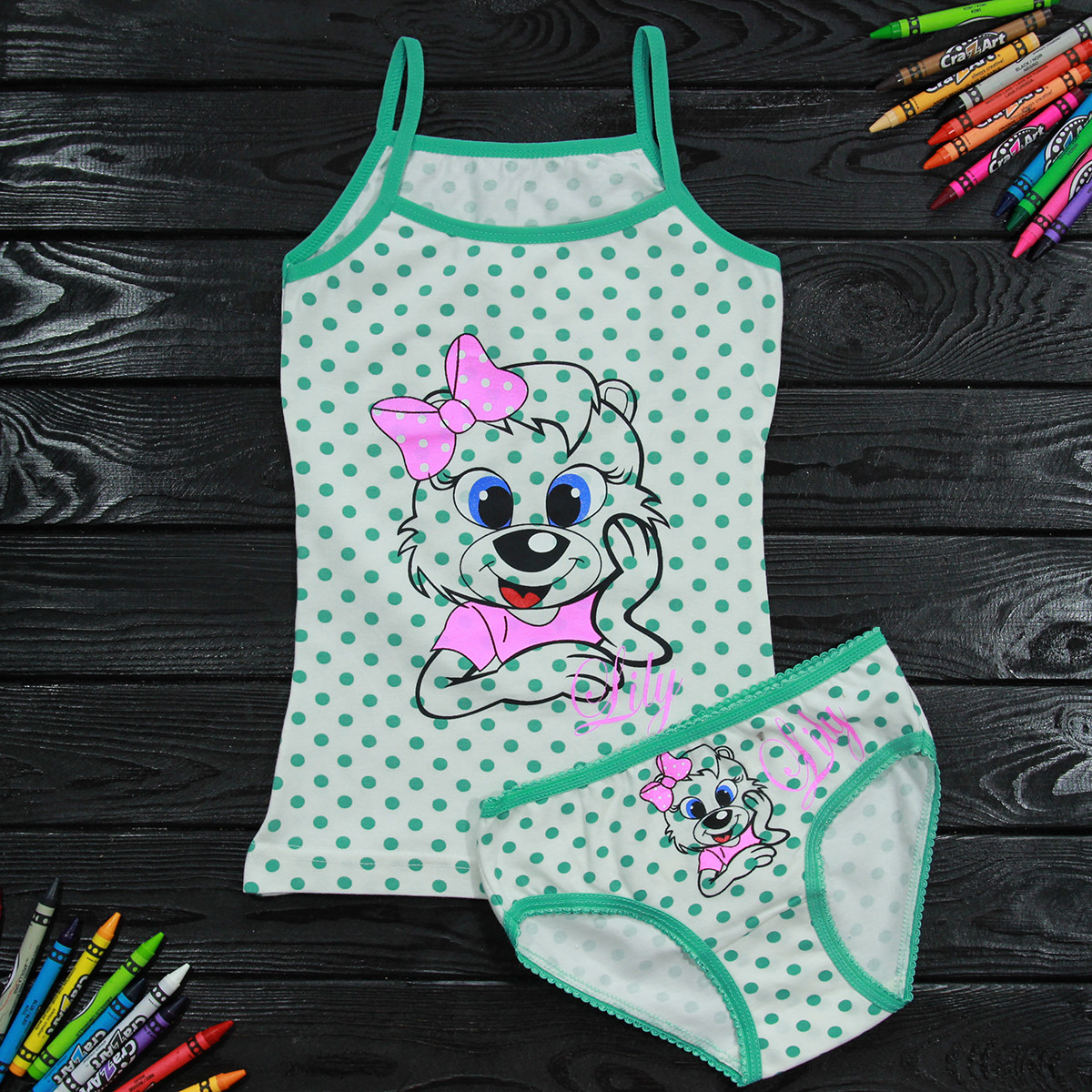 Комплект дитячий Donella з принтом бірюзовий для дівчинки на 2/3 року