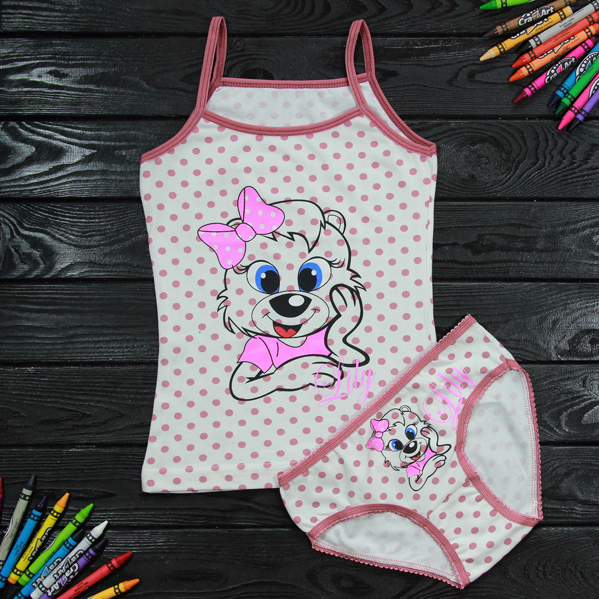 Комплект дитячий Donella з принтом світло-бордовий для дівчинки на 2/3 року