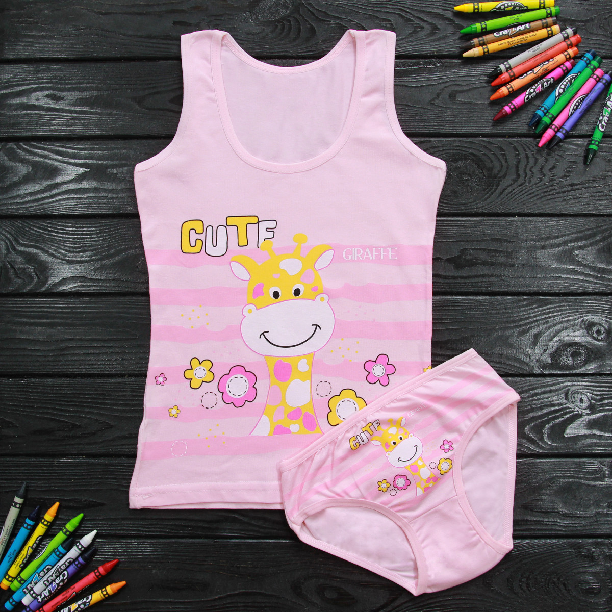 Комплект дитячий Donella з жирафом рожевий для дівчинки на 4/5 років