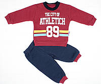 Теплый зимний спортивный костюм бордовым цветом для мальчика