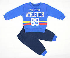 Теплий зимовий спортивний костюм синім кольором для хлопчика