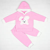 Теплий зимовий рожевий костюм із зайчиком для дитини