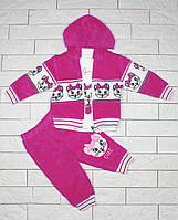 Теплый спортивный костюм малиновым цветом с кошечкой для девочки