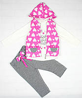 Ошатний костюм рожево-сірим кольором для дівчинки