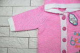 Розовая кофта вязаная с капюшоном для девочки, фото 3