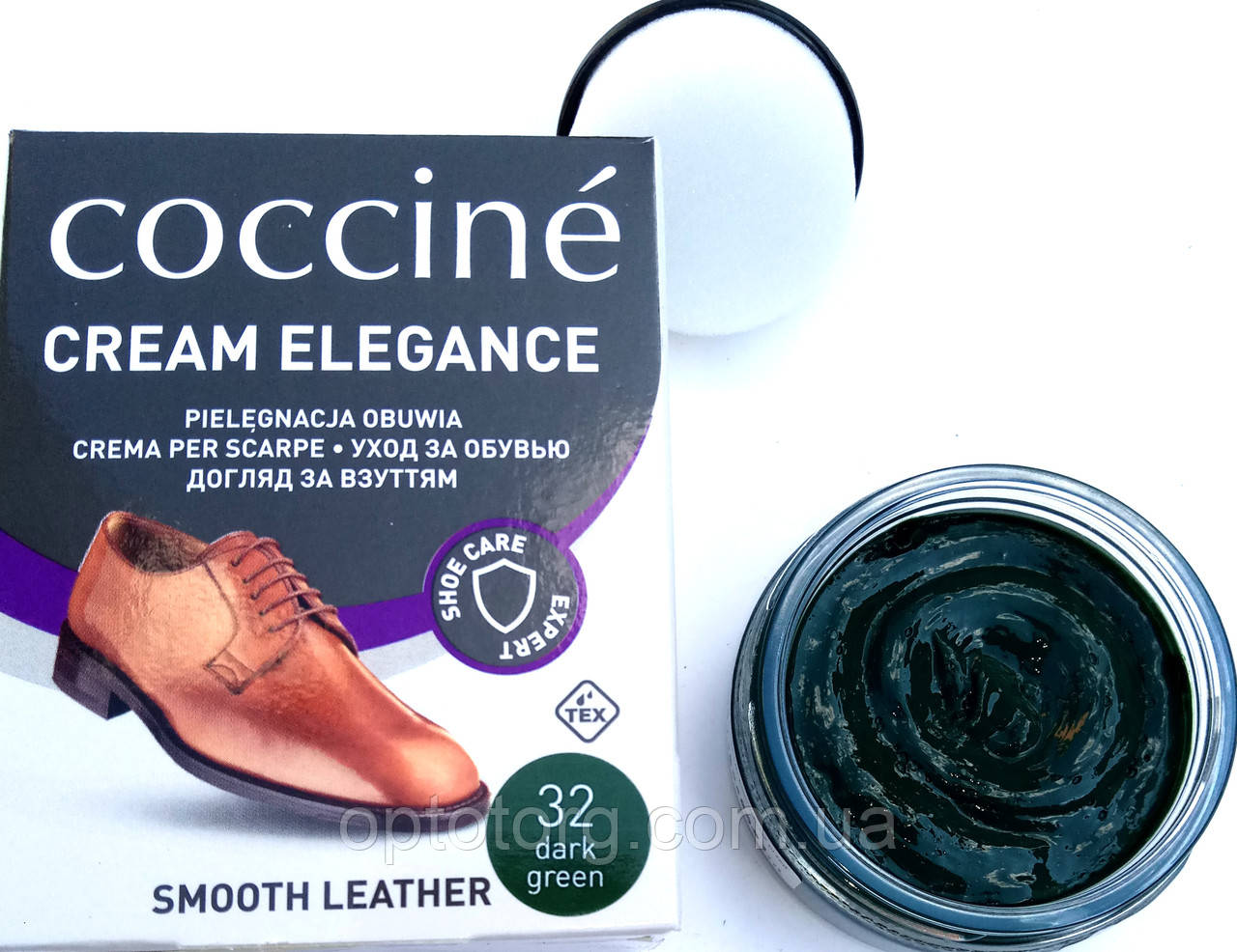 Крем Темно зелений, пінія Кочині Coccine для гладкої шкіри з губкою 50мл