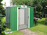 Сарай металевий ECO 202x122x181 см зелений з білим Сарай для саду дачі Хозблок Госпблок для саду, фото 2