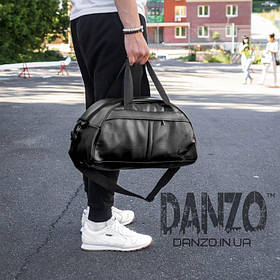 Невелика дорожня чоловіча сумка з наплечним ременем чорна NIKE DONAT міська з екошкіри