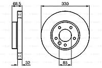 Тормозной диск передний левый Volkswagen Touareg(2002-) Bosch 0986479248