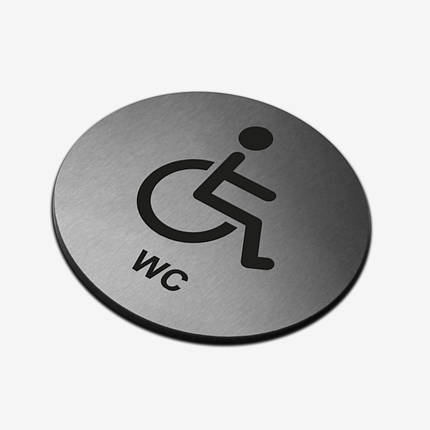 Табличка кругла "WC для інвалідів" Stainless Steel, фото 1