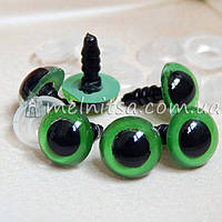Глазки для игрушек 10 мм + крепление, зеленые (2 шт)