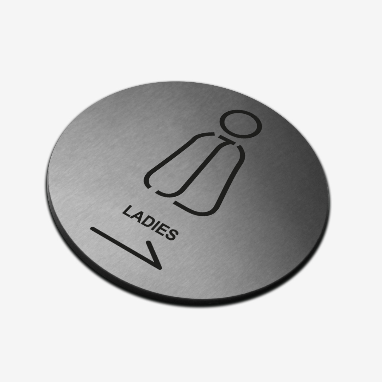 Табличка кругла "Жіночий туалет" Stainless Steel