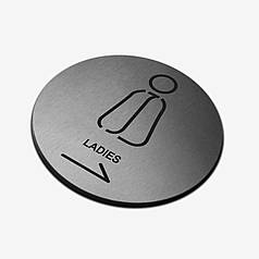 Табличка кругла "Жіночий туалет" Stainless Steel