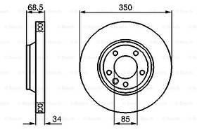Гальмівний диск передній лівий Porsche Cayenne (2002-) Bosch 0986479249