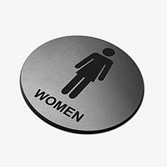 Табличка кругла "Жіночий туалет" Stainless Steel
