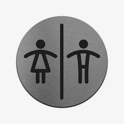 Табличка кругла "WC" Stainless Steel, фото 3