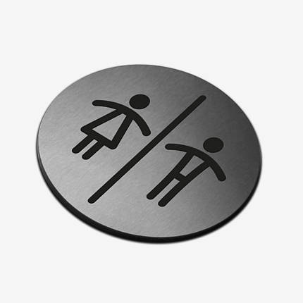 Табличка кругла "WC" Stainless Steel, фото 1