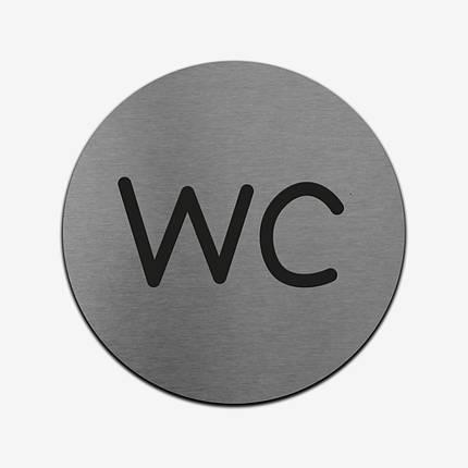 Табличка кругла "WC" Stainless Steel, фото 3