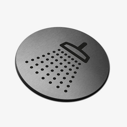 Табличка кругла "Душ" Stainless Steel, фото 1